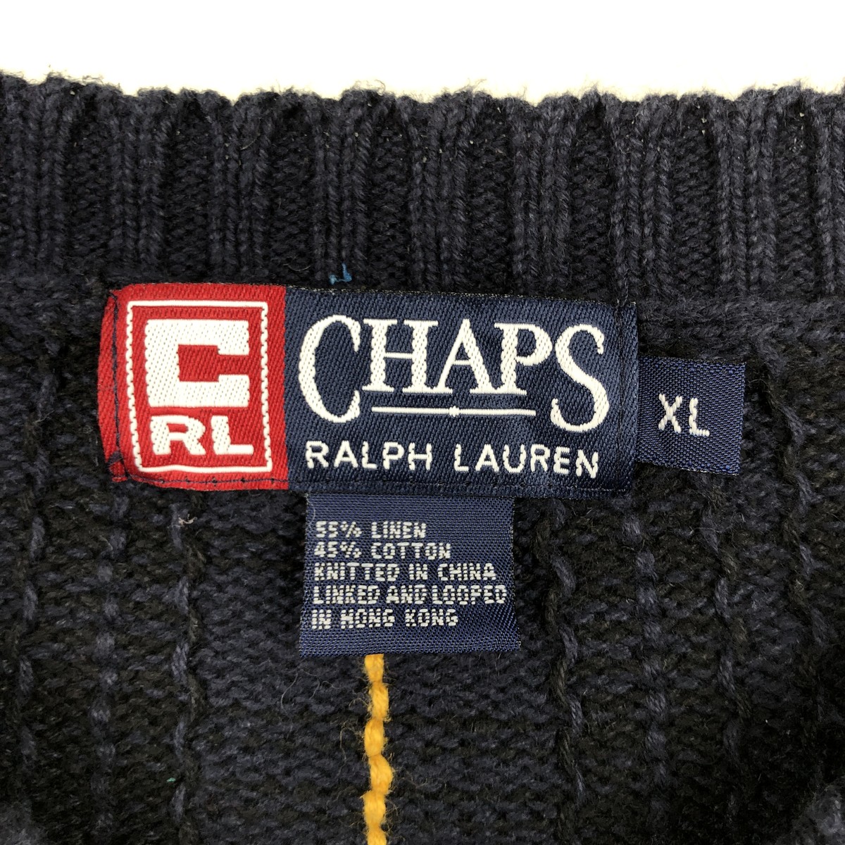 古着 ラルフローレン Ralph Lauren CHAPS チャップス チェック柄 リネンニットセーター メンズXL相当 /eaa682406 【中古】 【261013】