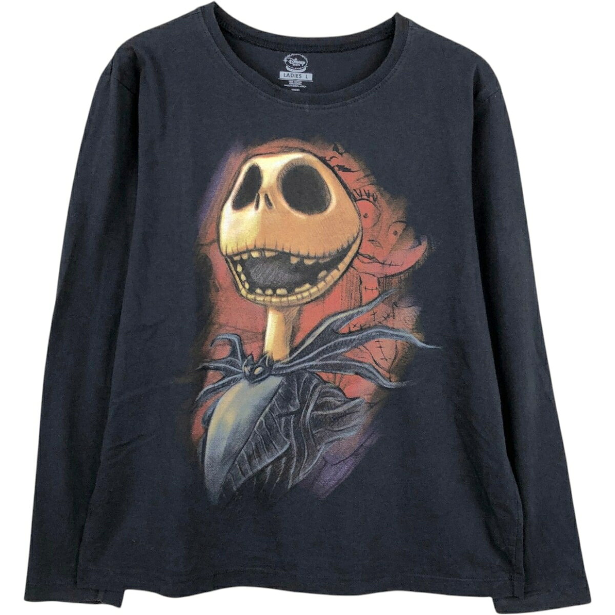 DISNEY/ディズニ― THE NIGHTMARE BEFORE CHRISTMAS ナイトメアビフォアクリスマス ジャックスケリントン キャラクタープリントロングTシャツ ロンT