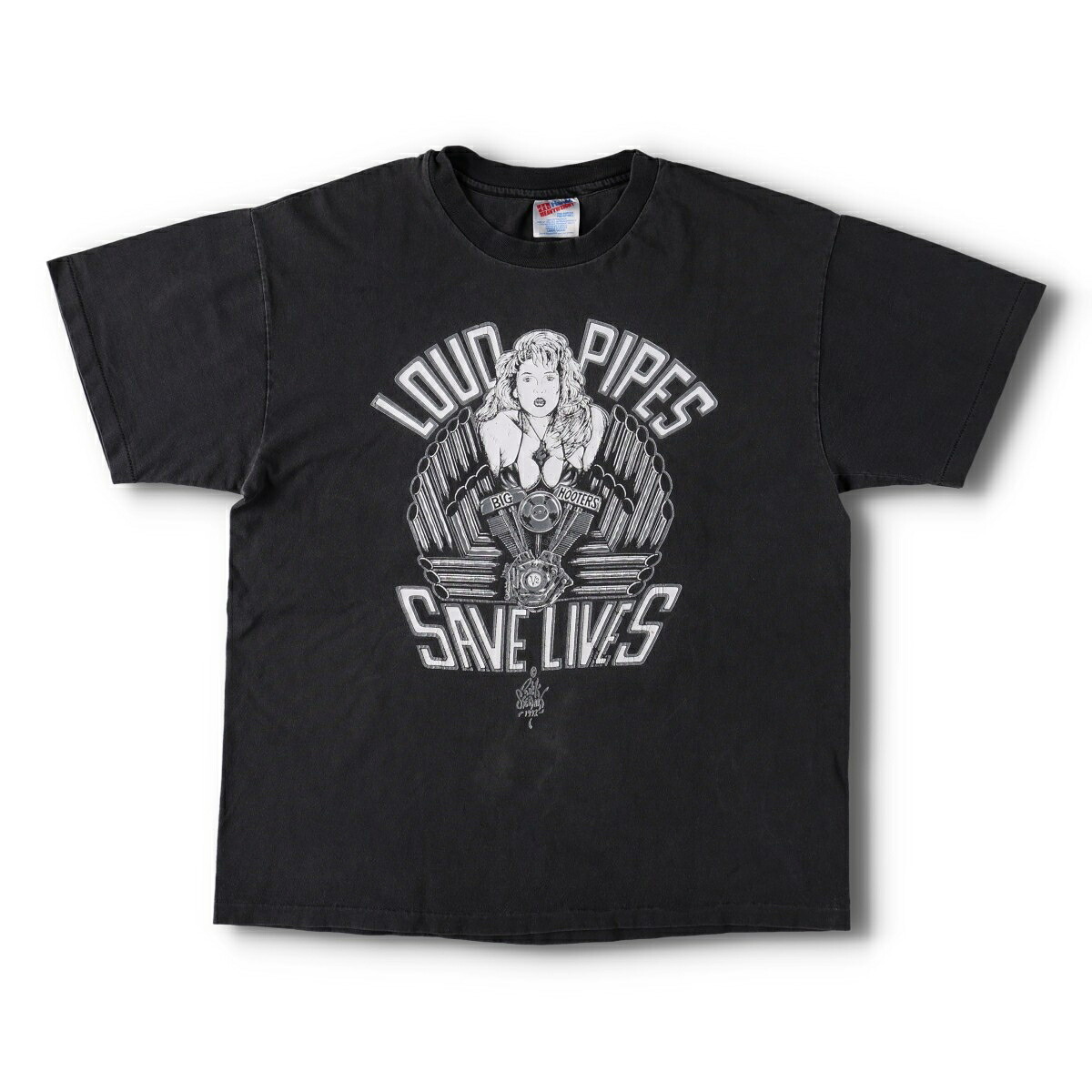 Hanes/ヘインズ HEAVYWEIGHT Rick Stewart 1992 LOUD PIPES SAVE LIVES モーターサイクル バイクTシャツ