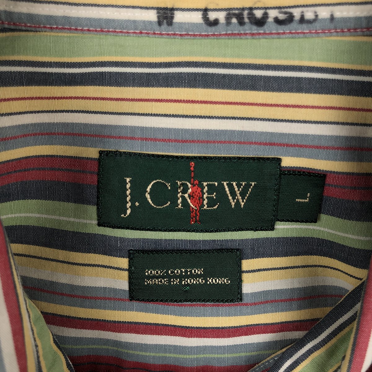 古着 90年代 ジェイクルー J.Crew マルチストライプ 半袖 ボタンダウン ストライプシャツ メンズL相当 ヴィンテージ /rab181208 【中古】 【260530】